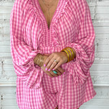 Sunset Plaid Print Romper - Pink