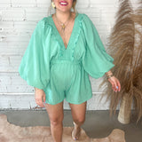 Jaded V-Neck Ruffle Romper