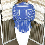 Chicago Striped Cinched Button Down Top