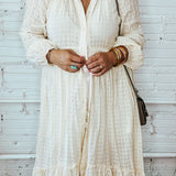 Rome Around Button Up Kimono Duster - Ivory