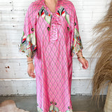 RESTOCKED Sofia Silk Pink Kaftan Dress