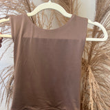 Solid Crop Tank- Brown