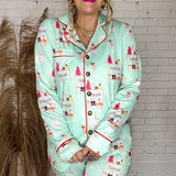 Prosecco Christmas Turquoise Lux Pajama Set