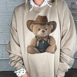 Cowboy Teddy Bear Sweater - Tan