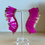 Magenta Feather Earring