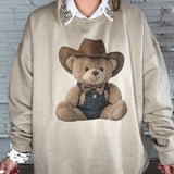 Cowboy Teddy Bear Sweater - Tan