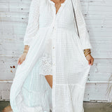 Rome Around Button Up Kimono Duster - White