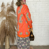 Leopard Lux Orange + Pink Cardigan