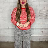 The Piper Cardigan - Red Stripes