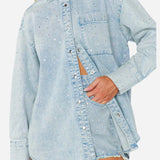 {Mumu} Lincoln Shirt Jacket - Embellished Light Indigo