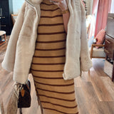 Jersey Girl Knit Dress - Tan + Brown