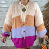 Crazy For You Color Block Cardigan - Magenta