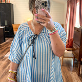 Skip Around Romper - Blue Stripes