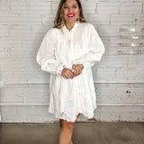 {Mumu} Leona Mini Dress - White Lace Embroidery