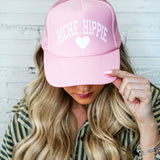 Riche Hippie Trucker Hat - Pink and White