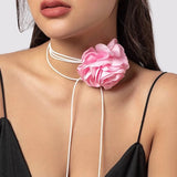 Briar Rose Flower Necklace- Pink