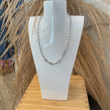 Paperclip Chain Necklace - Silver 16"