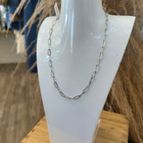 Paperclip Chain Necklace - Silver 16"