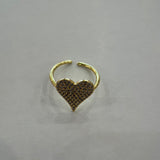 Diamond Heart Adjustable Gold Ring