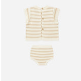 Scallop Knit Baby Set - Sand Stripe