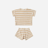 Terry Tee + Short Set- Honey Stripe