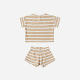 Terry Tee + Short Set- Honey Stripe