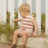 Davis Romper - Red Stripe