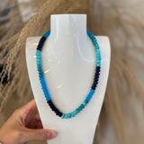 Turquoise Hues + Navy Beaded Necklace