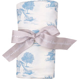 Farm Toile Swaddle Blanket - Blue