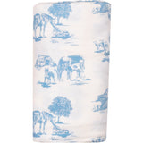 Farm Toile Swaddle Blanket - Blue