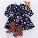 Girls Stevie Puff Sleeve Dress - Ranch Life