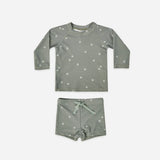 Rashguard + Short Set | Sea Green Stars